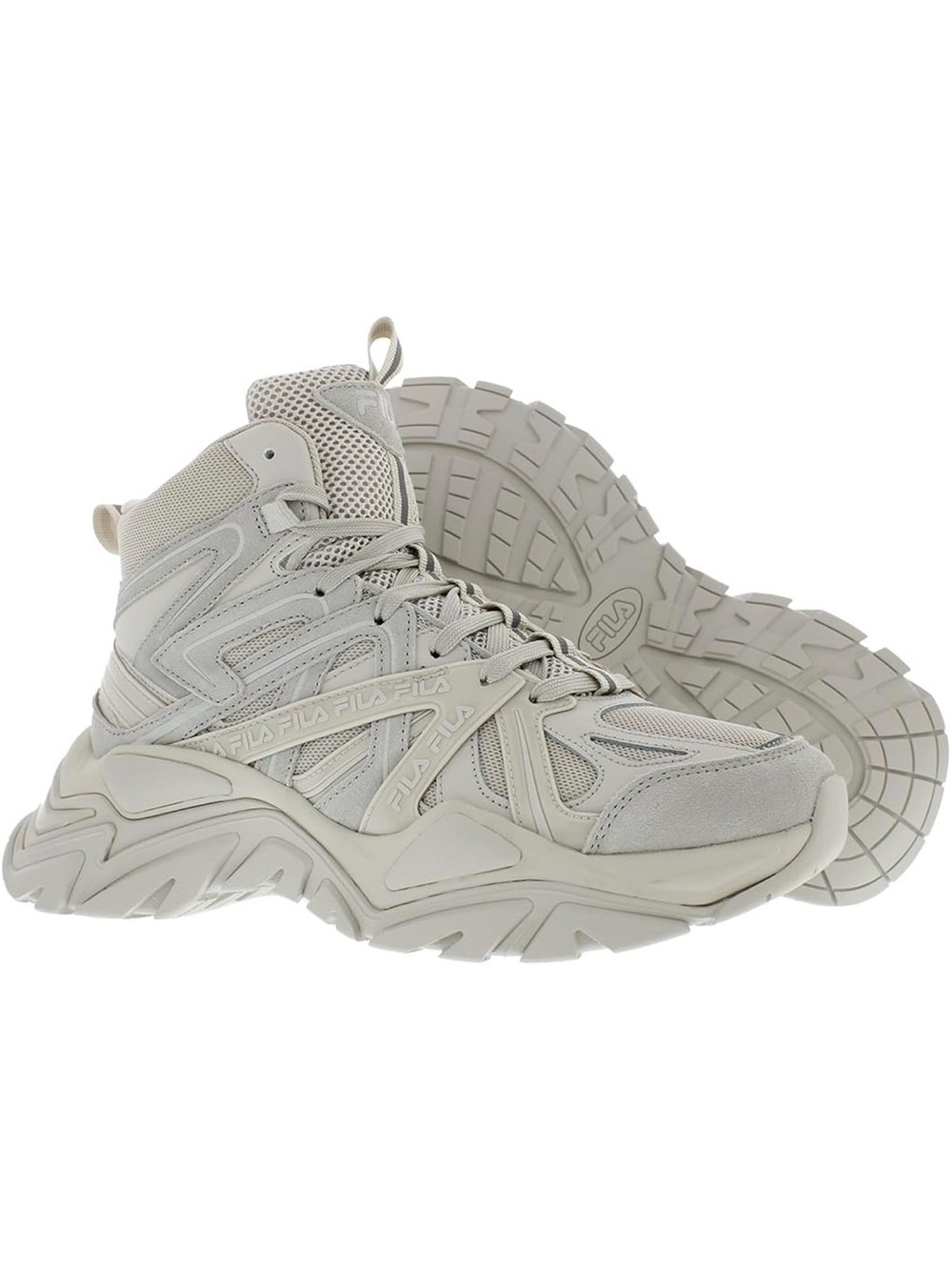 FILA | Electrove 2 High-Top Sneakers in Cream and Light Gray